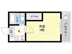 スタンドアップ若江 1Kの間取図画像