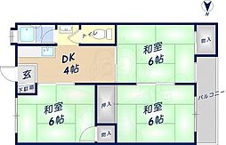 徳野コーポ 3DKの間取図画像