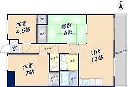 エクサーブ西村 3LDKの間取図画像