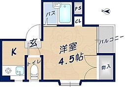 山栄ビル 1Kの間取図画像