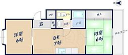 ツゥイン石切2 2DKの間取図画像