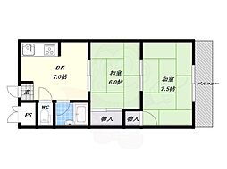 メゾン大和枚岡 2DKの間取図画像