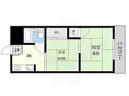 メゾン大和枚岡 2DKの間取図画像