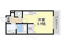 サニーヴィラジェミー ワンルームの間取図画像