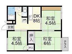ハイツ福田 3DKの間取図画像