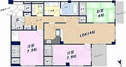 メロディ・ハイムエクセル石切 3LDKの間取図画像