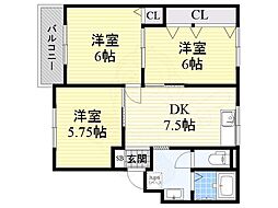 ベル・ドミール 3DKの間取図画像