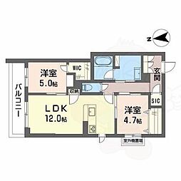 ShaMaison リバーヒルズ 2LDKの間取図画像