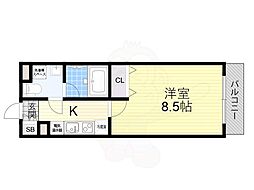 INOVE若江北 1Kの間取図画像