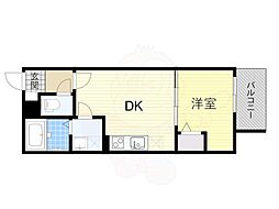 ALEGRIA鴻池新田 1DKの間取図画像