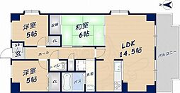 アムール新池島 3LDKの間取図画像