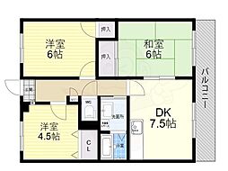 サンローズ吉田 3DKの間取図画像