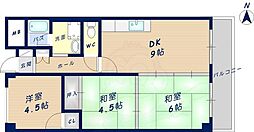 マーベリック横小路 3DKの間取図画像