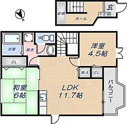 サンハイム西村2 2LDKの間取図画像