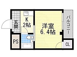 サニーサイド吉田駅前 1Kの間取図画像