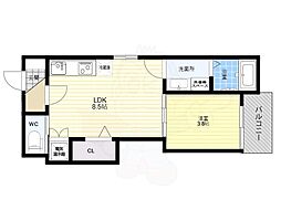 モンテグルド末広 1LDKの間取図画像