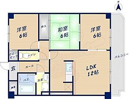 グランドールY 3LDKの間取図画像