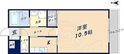 ウエストワン東大阪 1Kの間取図画像