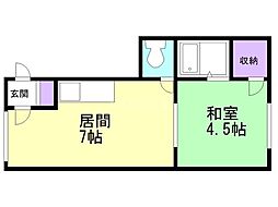 中神マンション 1DKの間取図画像