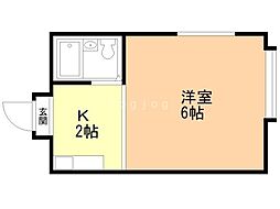 グロリーコート 2階1Kの間取り