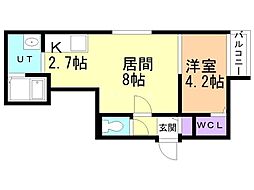 アリュール南6条 5階1LDKの間取り