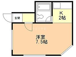 シャトー27Ａ 2階1Kの間取り