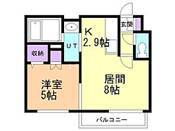 プライマル札幌円山 4階1LDKの間取り