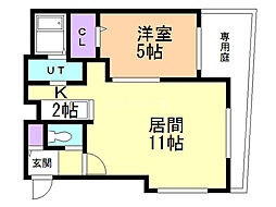 ラ・コーザ北円山 1LDKの間取図画像