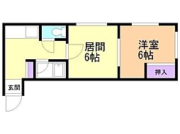 プラザマンション17 1DKの間取図画像