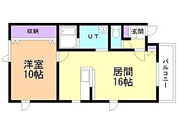 リラコート 1階1LDKの間取り