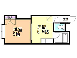 リンクス-コート桑園 1DKの間取図画像