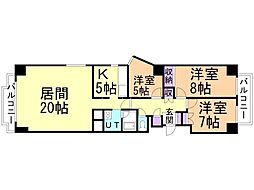 サンピア中島公園 3LDKの間取図画像