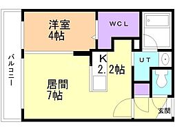 Red　Orb　YAMAHANA 2階1LDKの間取り