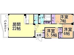 イーホライズン旭山 3LDKの間取図画像