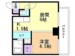 カームシティー821 1DKの間取図画像