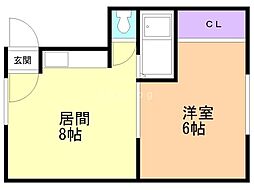 パールマンション 1LDKの間取図画像
