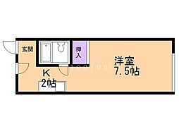 行啓パナハイツ 1Kの間取図画像