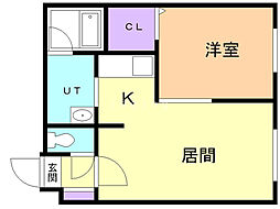 ブランノワールＡＭＪ815 3階1LDKの間取り