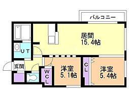 ＧＲＡＮＤ　ＣＡＬＭＥ琴似 4階2LDKの間取り