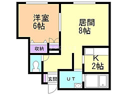 カーサノルテ琴似2 1LDKの間取図画像