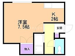 プラザイン桑園 ワンルームの間取図画像