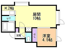 ビュエル513バードランド 1LDKの間取図画像