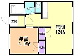 レジデンスふれあい 1LDKの間取図画像