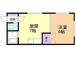 みなみマンション1 1DKの間取図画像