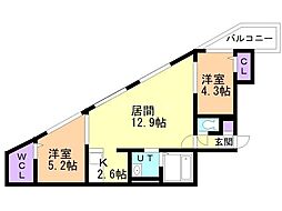 ツインベリーマルヤマパーク 2LDKの間取図画像