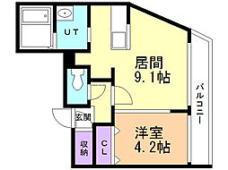 ヴェネーノ円山 1LDKの間取図画像