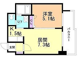 フランセジュール山鼻 1LDKの間取図画像