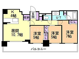 クリオ円山鳥居前 3LDKの間取図画像