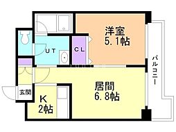 ensoleille山鼻 1LDKの間取図画像