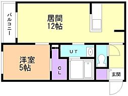 J・Gate近代美術館 1LDKの間取図画像